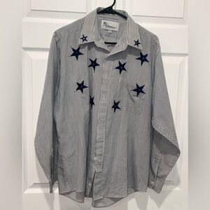 Mili‎ Designs Vintage Mens button down striped star shirt 16-1/2 Large